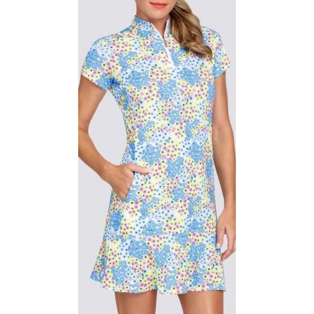 Tail Activewear Bright Floral Print Collared Golf/Tennis Dress - Size Medium